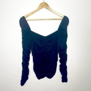 REFORMATION black rouched long sleeve top L
